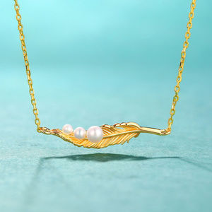 Pearl Leaf Pendant Necklace Gifts for her